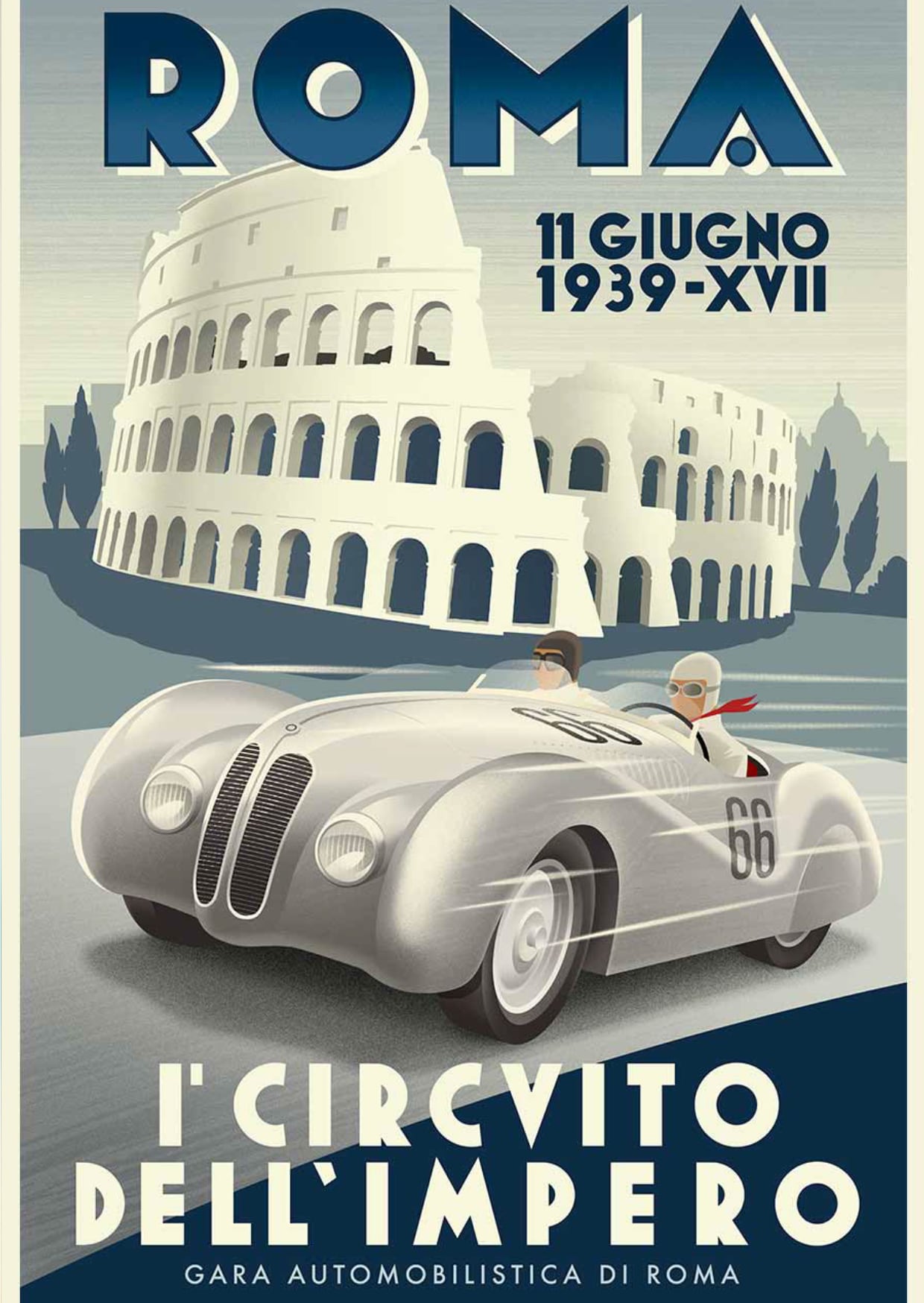 Roma 1939 Circuito dell'Impero racing poster